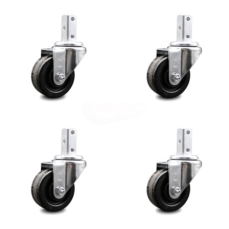 Service Caster 3.5 Inch Phenolic Wheel Swivel 7/8 Inch Square Stem Caster Set SCC-SQ20S3514-PHS-78-4